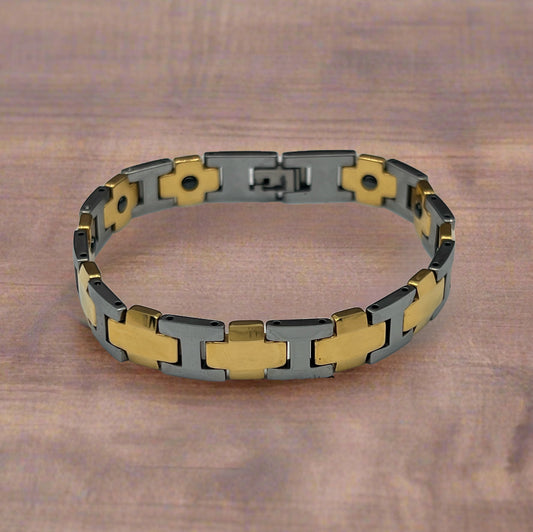 Tungsten Bracelet, Gold and grey tungsten 