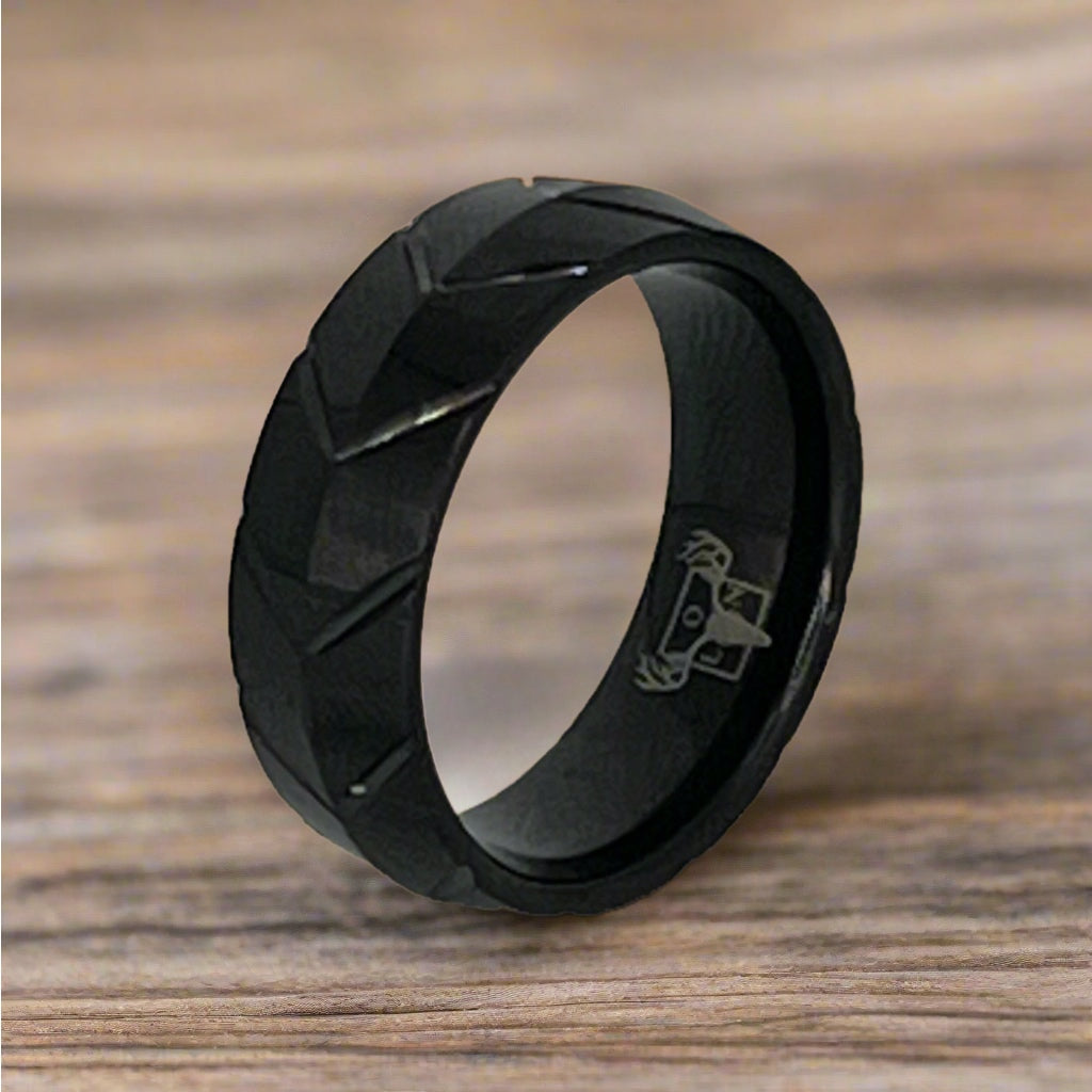 Tungsten Ring, 7mm wide, crafted from durable black tungsten