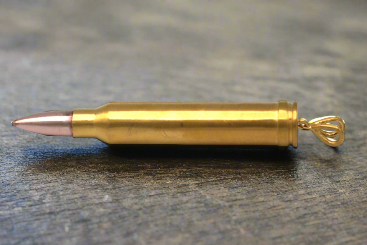 Bullet pendant, Gold vermeil, 300 Win Mag replica 