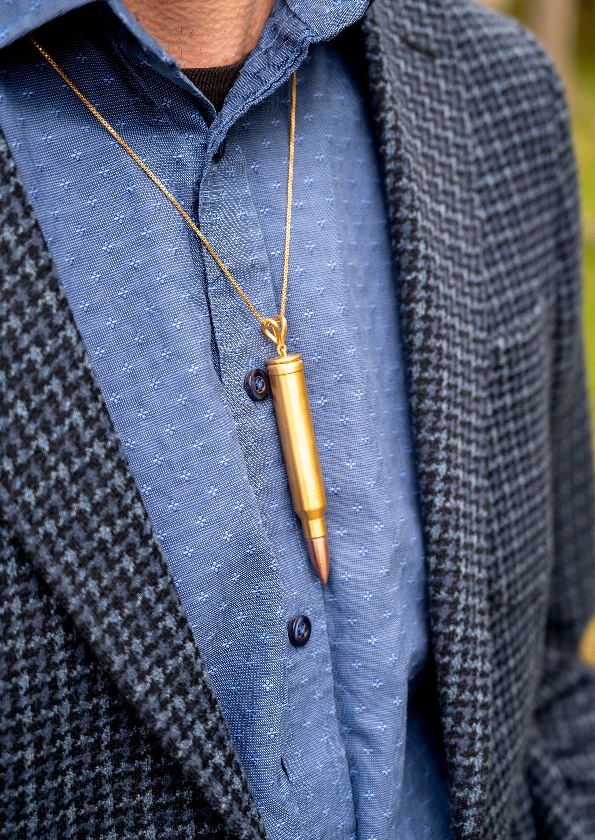 Bullet pendant, Gold vermeil, 300 Win Mag replica 