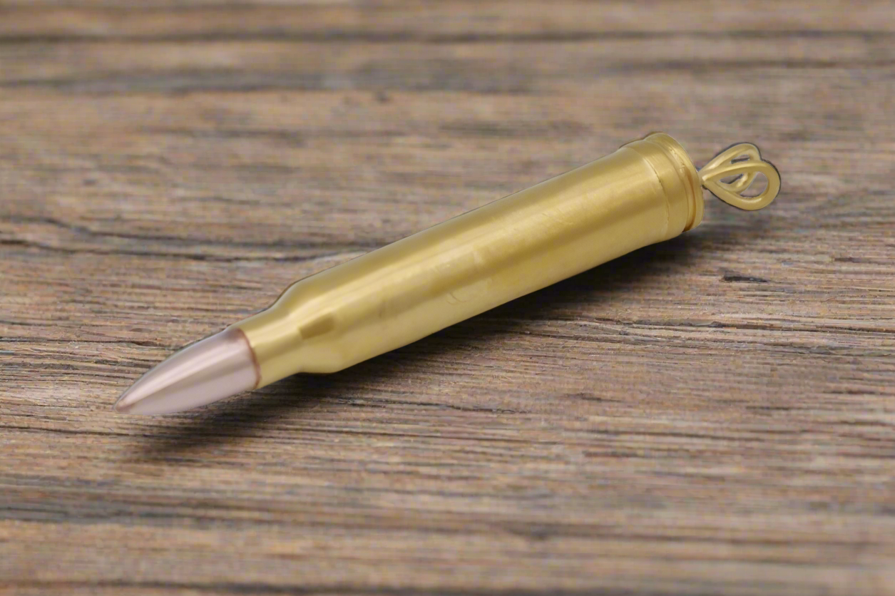 Bullet pendant, Gold vermeil, 300 Win Mag replica 