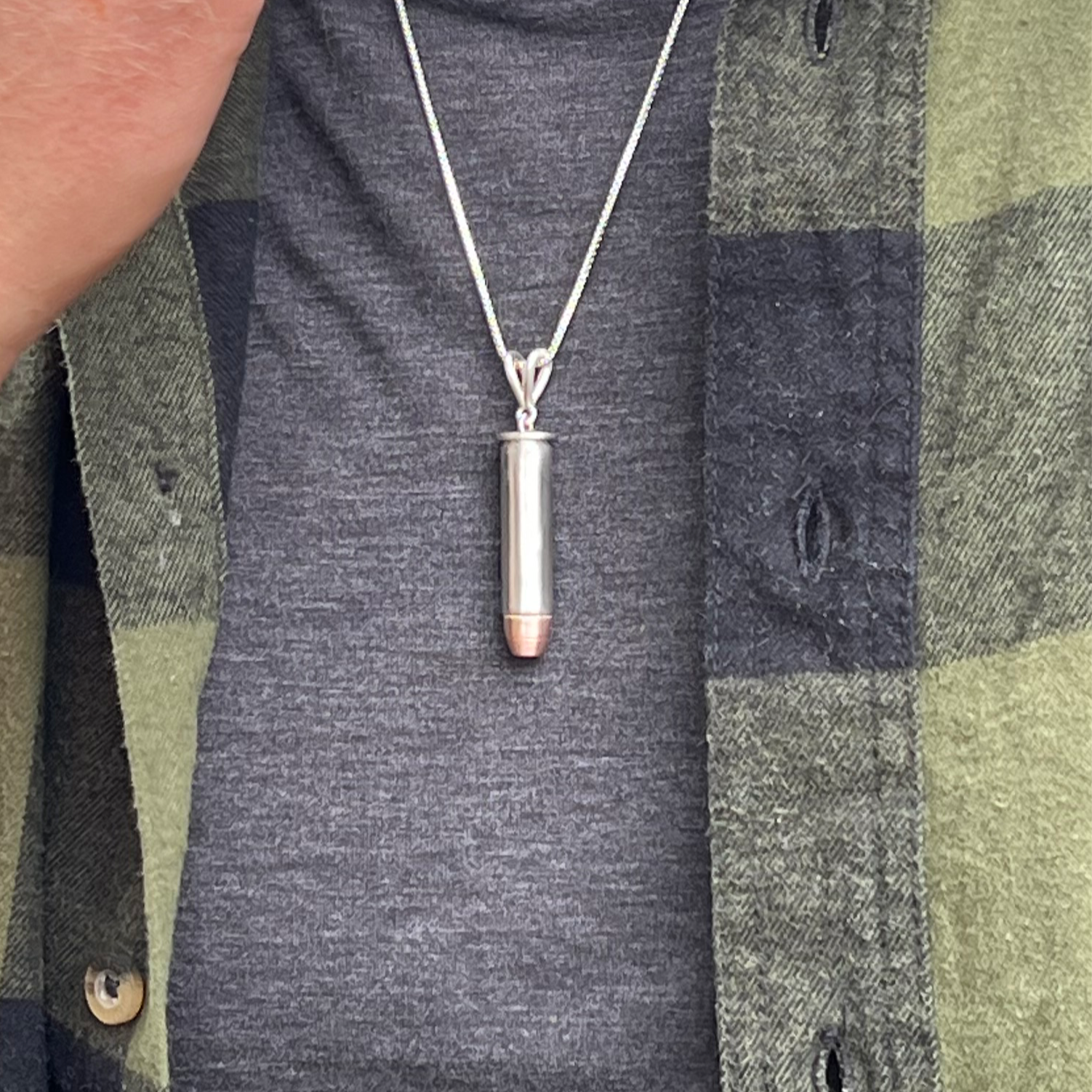 Silver Bullet pendant, 925 Silver, Magnum inspired bullet pendant 