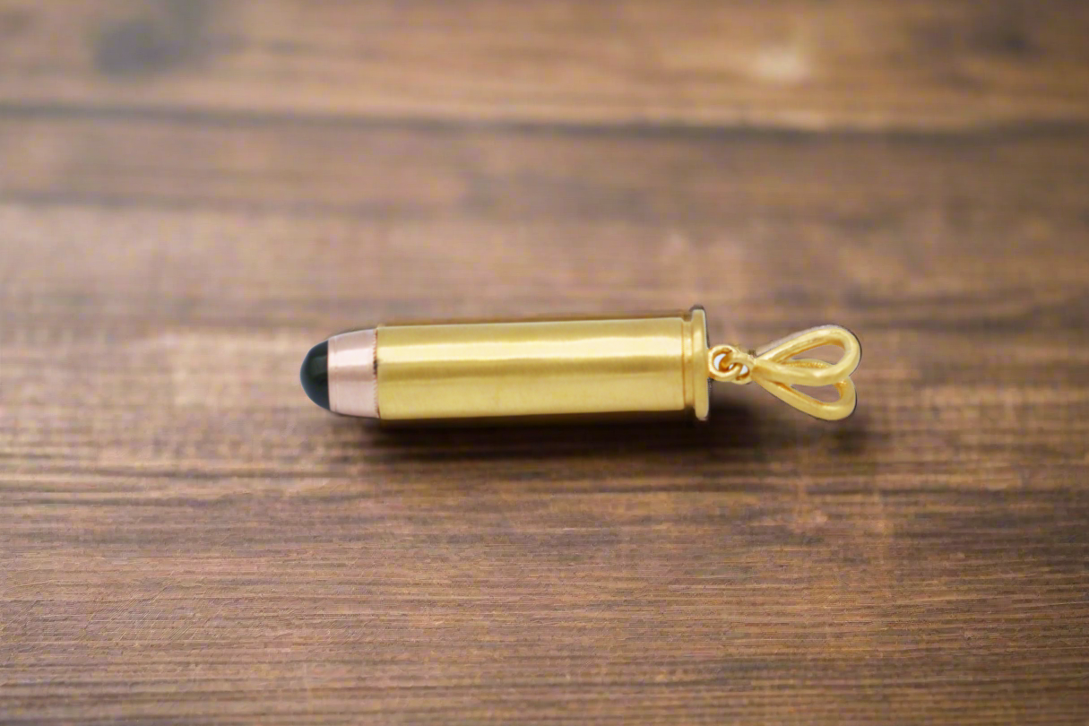 Silver Bullet pendant, Gold plate, 357 Magnum inspired bullet pendant 