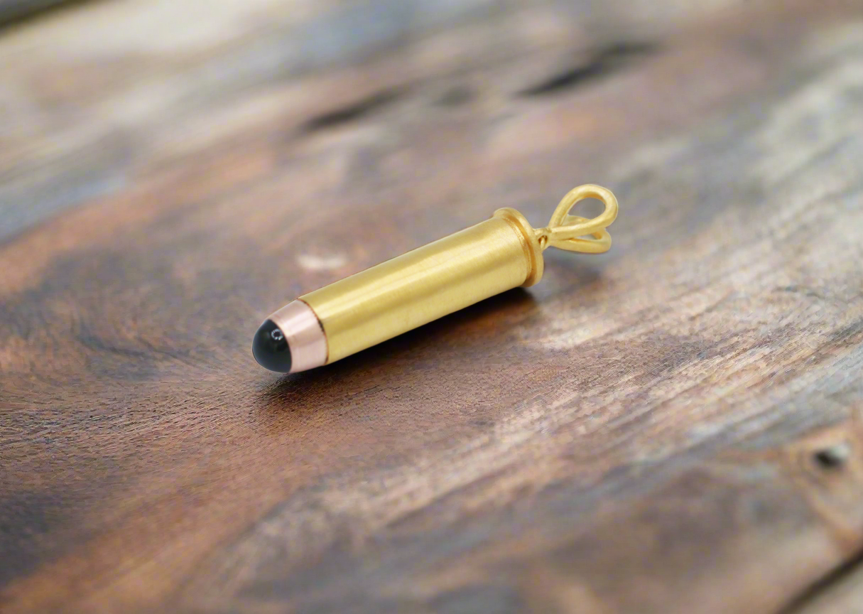 Silver Bullet pendant, Gold plate, 357 Magnum inspired bullet pendant 