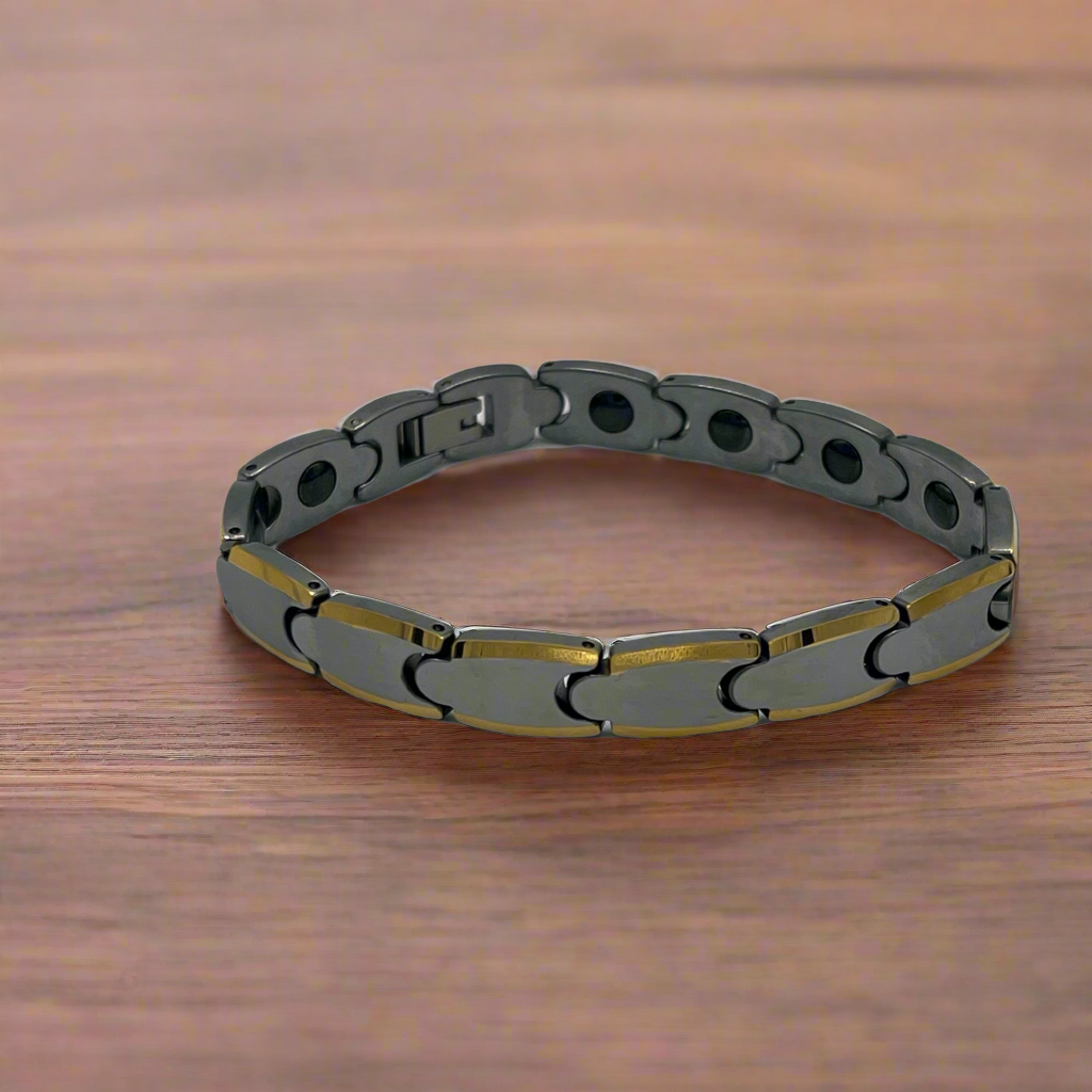 Tungsten Bracelet, grey and gold tungsten 