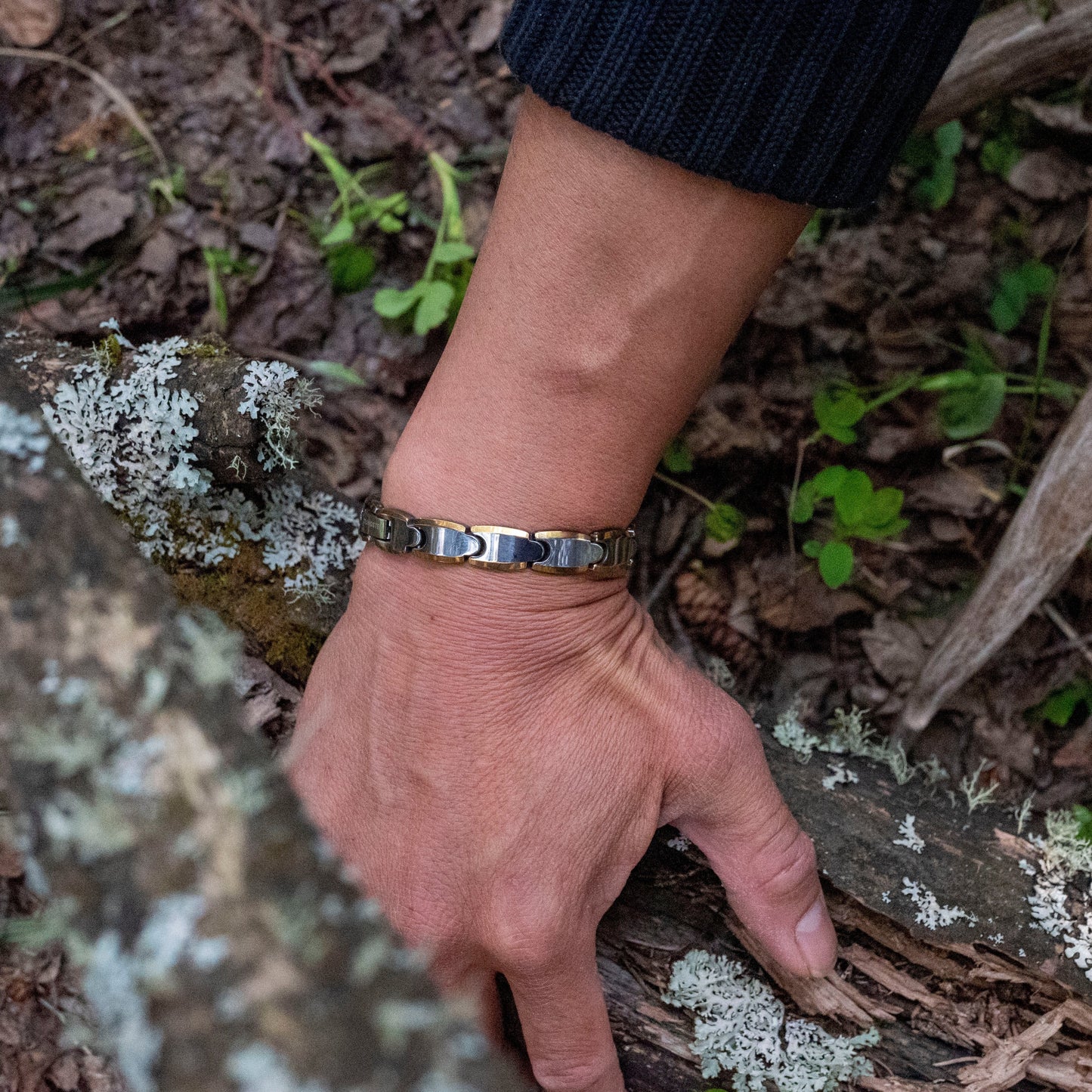 Tungsten Bracelet, grey and gold tungsten 