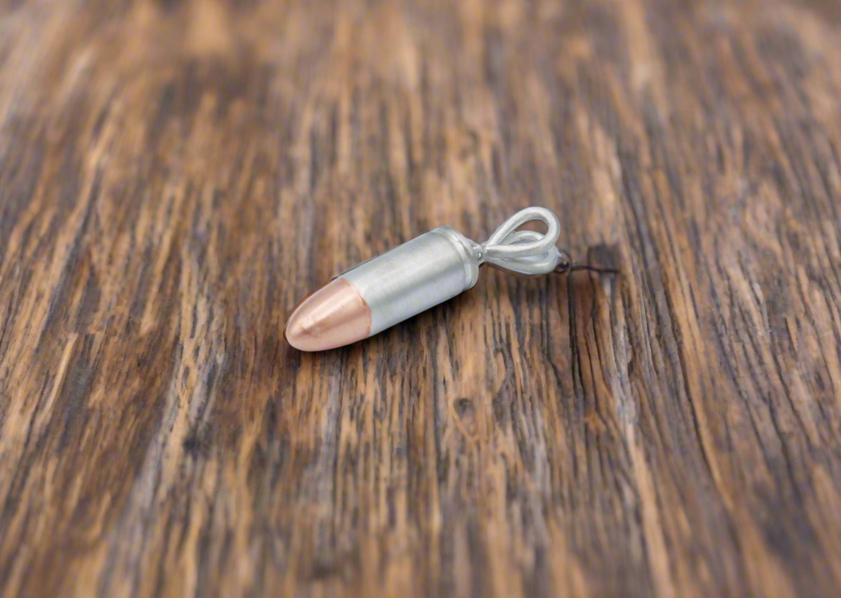 Bullet pendant, 925 Silver, 9mm Parabellum round  inspired bullet pendant 