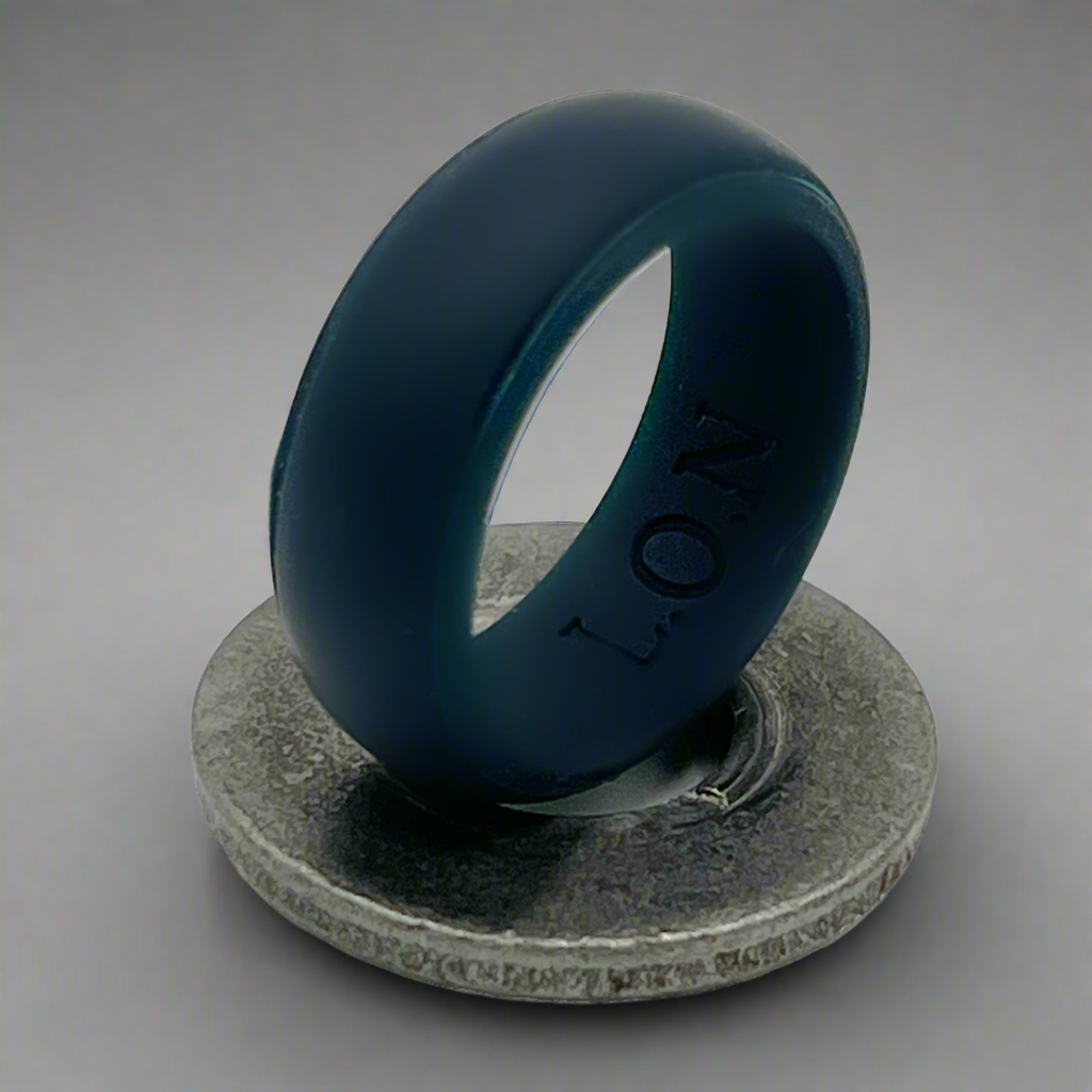 silicone ring, 8mm wide, weighs 1.2 grams, navy blue silicone ring