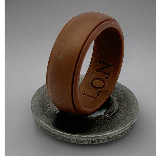 silicone ring, 8mm wide, weighs 1.2 grams, brown silicone ring