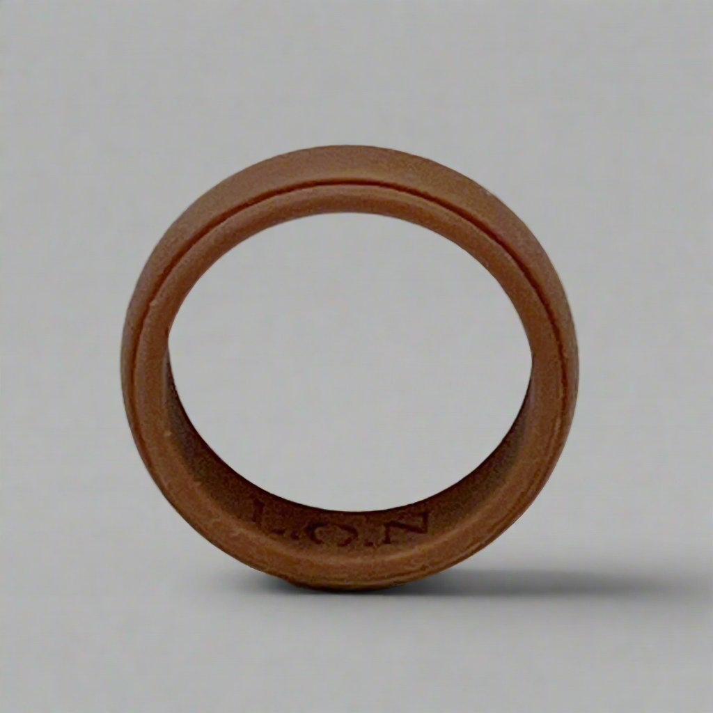 silicone ring, 8mm wide, weighs 1.2 grams, brown silicone ring