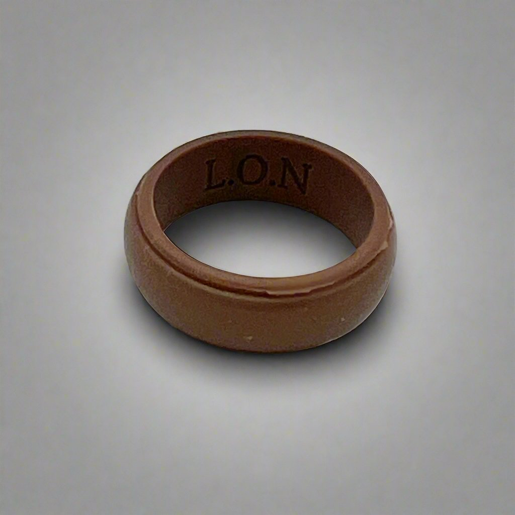 silicone ring, 8mm wide, weighs 1.2 grams, brown silicone ring