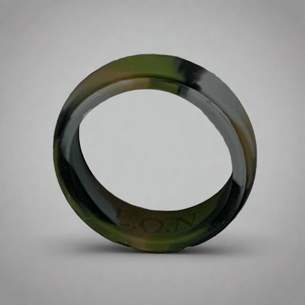 silicone ring, 8mm wide, weighs 1.2 grams, camo silicone ring 