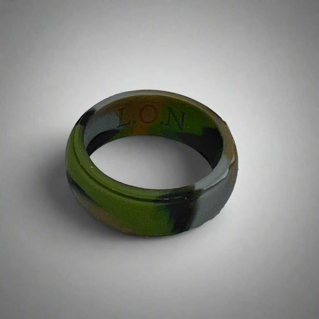 silicone ring, 8mm wide, weighs 1.2 grams, camo silicone ring 